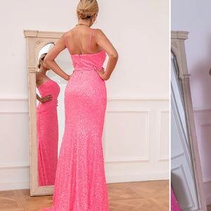 Zapaka pink sequin formal gown